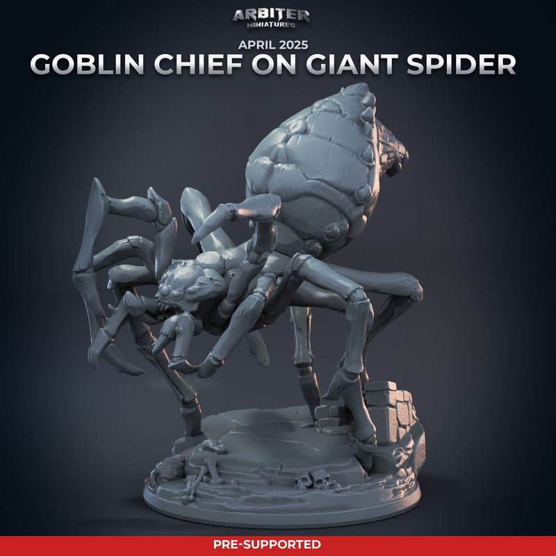 Goblin Chief on Giant Spider Miniatures | Pose Pack A | Arbiter Miniatures