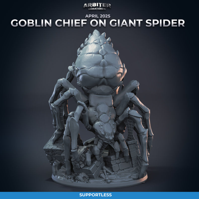 Goblin Chief on Giant Spider Miniatures | Pose Pack B | Arbiter Miniatures