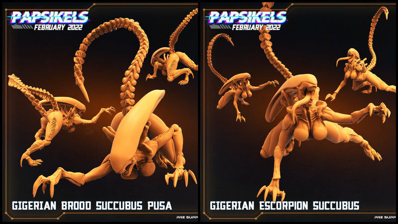 Gigerian Brood Succubus Hunter Miniatures | Aliens Vs Skull Hunters | Sci-Fi Miniature | Papsikels TabletopXtra