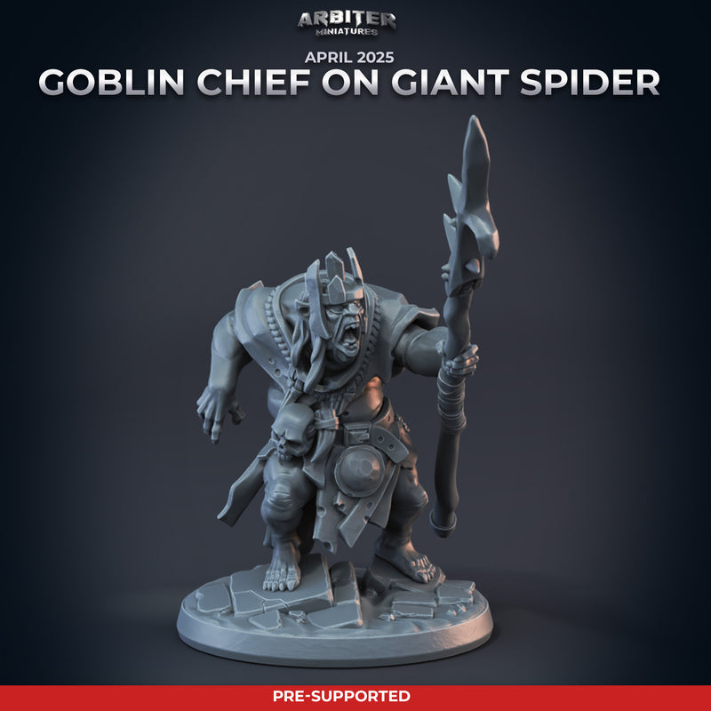 Goblin Chief on Giant Spider Miniatures | Pose Pack A | Arbiter Miniatures