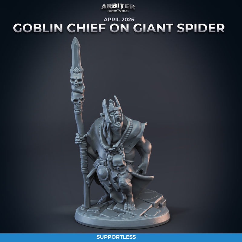 Goblin Chief on Giant Spider Miniatures | Pose Pack B | Arbiter Miniatures