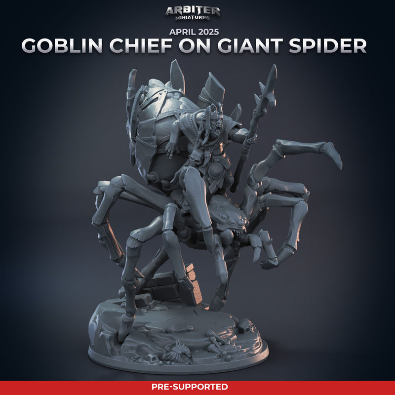 Goblin Chief on Giant Spider Miniatures | Pose Pack A | Arbiter Miniatures