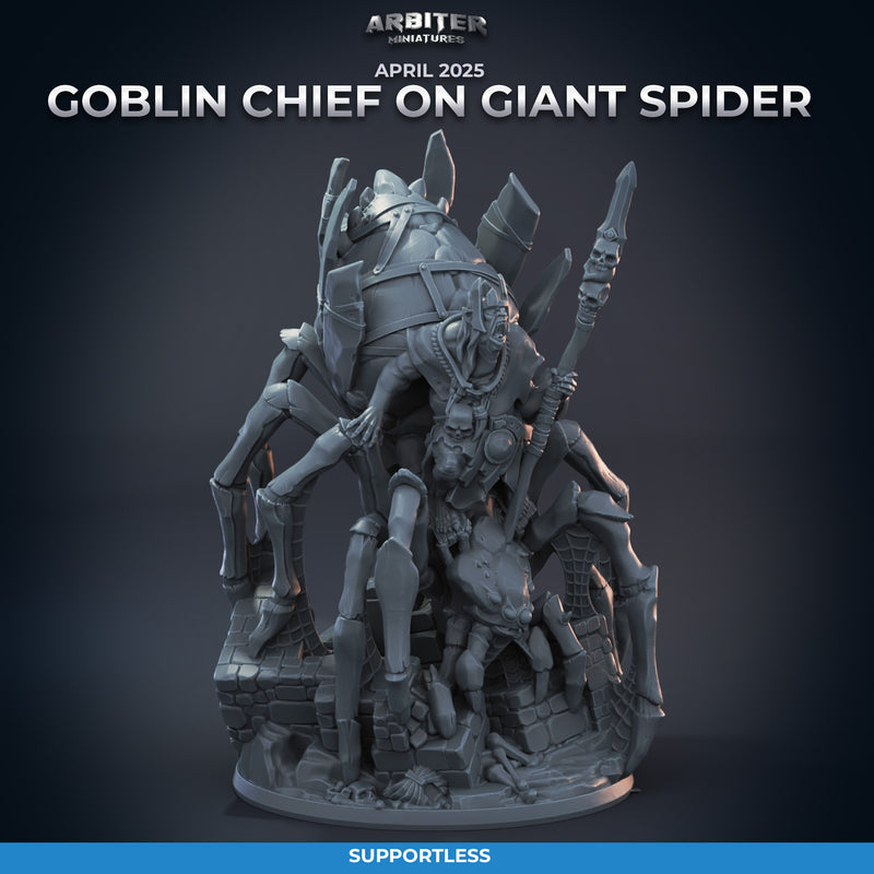 Goblin Chief on Giant Spider Miniatures | Pose Pack B | Arbiter Miniatures