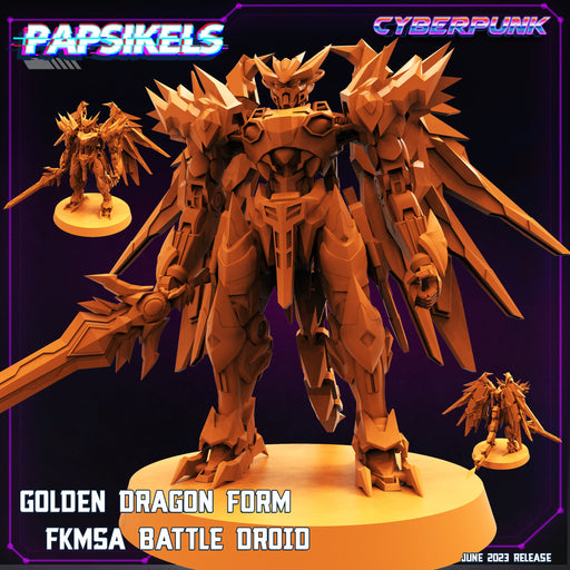 Golden Dragon FKMSA Battle Droid | Cyberpunk | Sci-Fi Miniature | Papsikels TabletopXtra
