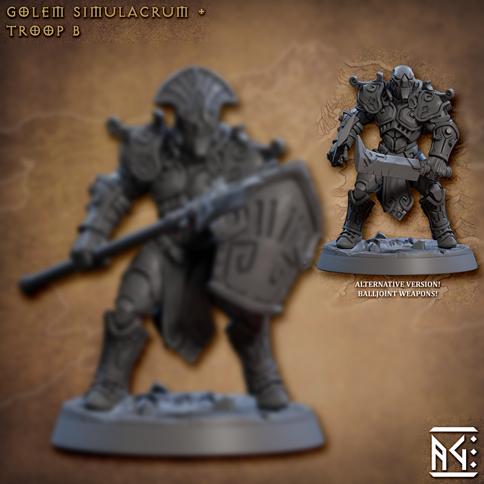 Golem Trooper B (Alt) | Golem Simulacra | Fantasy D&D Miniature | Artisan Guild