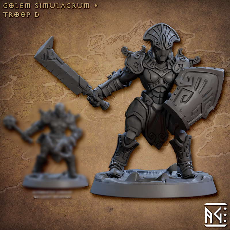 Golem Trooper Miniatures | Golem Simulacra | Fantasy D&D Miniature | Artisan Guild