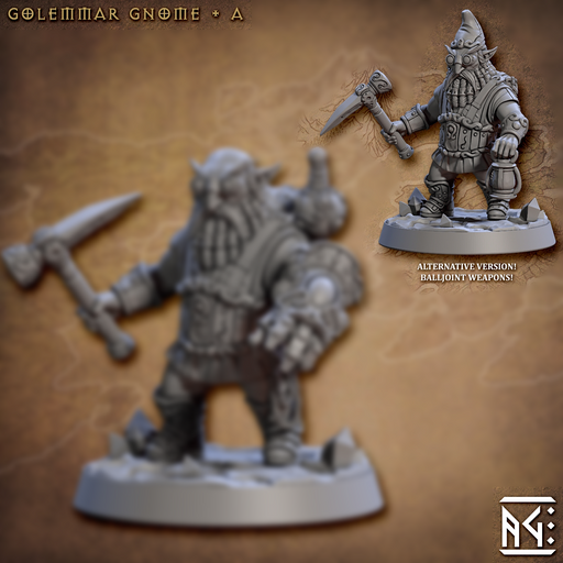 Golemar Gnome A (Alt) | Gnomes of Golemmar | Fantasy D&D Miniature | Artisan Guild TabletopXtra