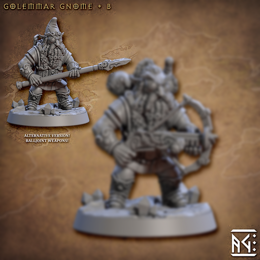Golemar Gnome B (Alt) | Gnomes of Golemmar | Fantasy D&D Miniature | Artisan Guild TabletopXtra
