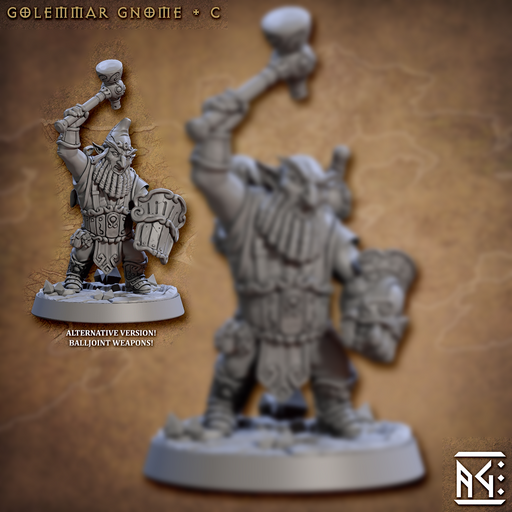 Golemar Gnome C (Alt) | Gnomes of Golemmar | Fantasy D&D Miniature | Artisan Guild TabletopXtra