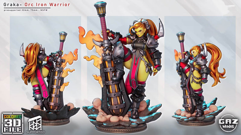 Orc Iron Warrior Graka | Fantasy Pin-Up Miniature | Gaz Minis