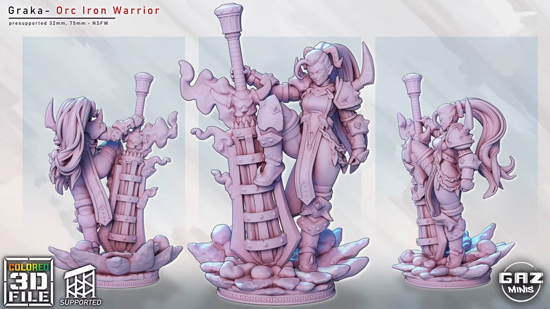 Orc Iron Warrior Graka | Fantasy Pin-Up Miniature | Gaz Minis