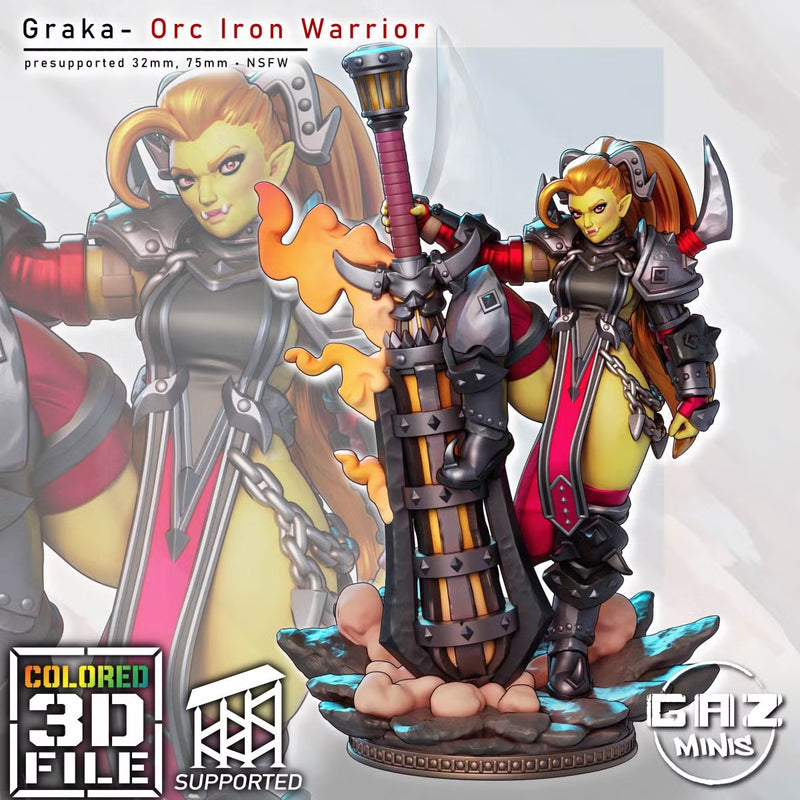 Orc Iron Warrior Graka | Fantasy Pin-Up Miniature | Gaz Minis