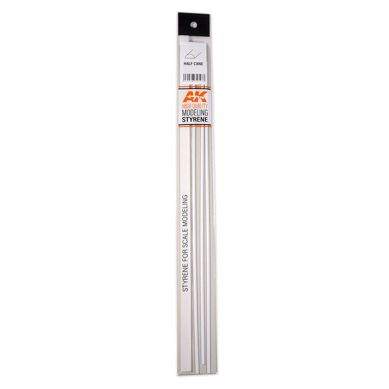 AK Interactive - Half Cane 3mm X 350mm - Styrene Strip (AK6553)