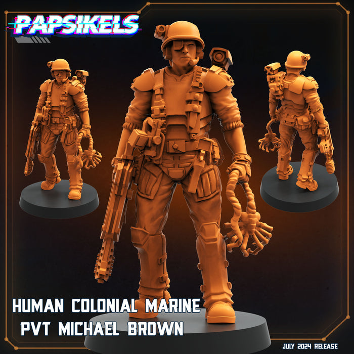 Colonial Marine Pvt Michael Brown | Aliens Vs Humans VII Resurgence | Sci-Fi Miniature | Papsikels (Copy)