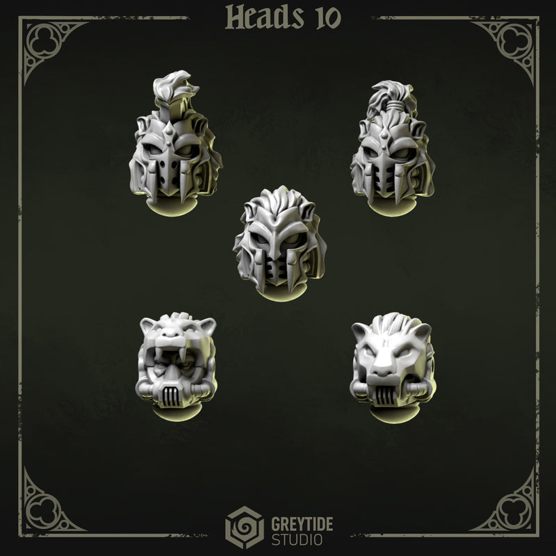 Heads & Helmets Pack 10 | Eternal Pilgrims | Conversion Bits For 28mm 32mm Sci-fi Marines