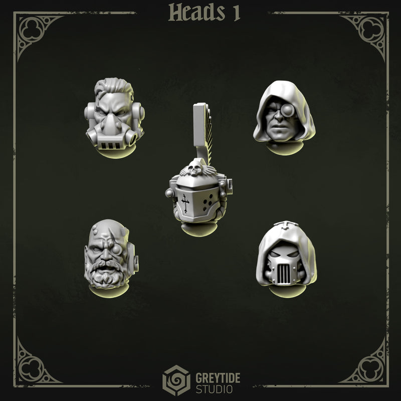 Heads & Helmets Pack 1 | Eternal Pilgrims | Conversion Bits For 28mm 32mm Sci-fi Marines
