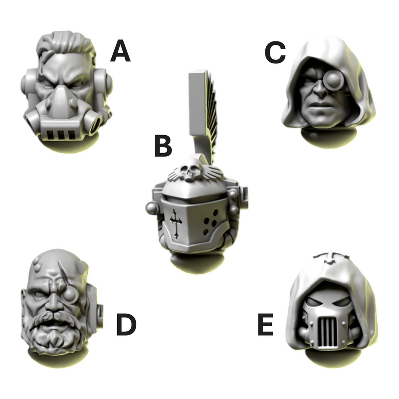 Heads & Helmets Pack 1 | Eternal Pilgrims | Conversion Bits For 28mm 32mm Sci-fi Marines