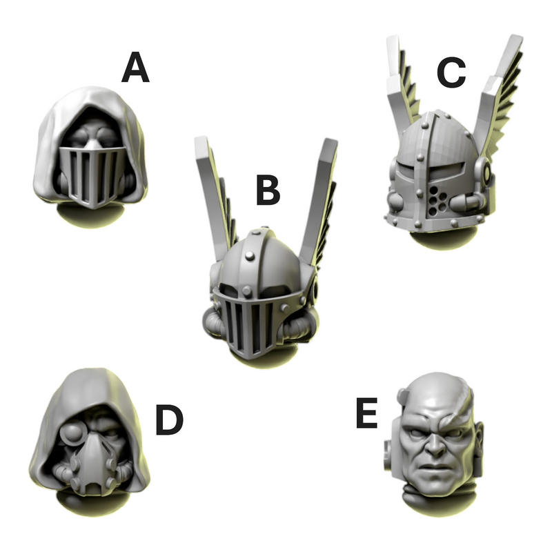 Heads & Helmets Pack 2 | Eternal Pilgrims | Conversion Bits For 28mm 32mm Sci-fi Marines