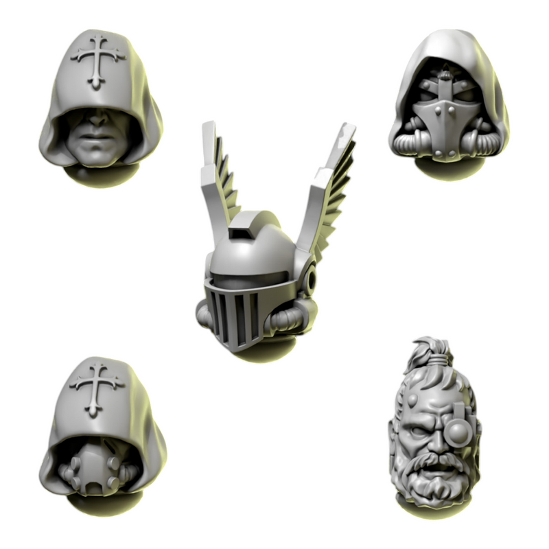 Heads & Helmets Pack 4 | Eternal Pilgrims | Conversion Bits For 28mm 32mm Sci-fi Marines