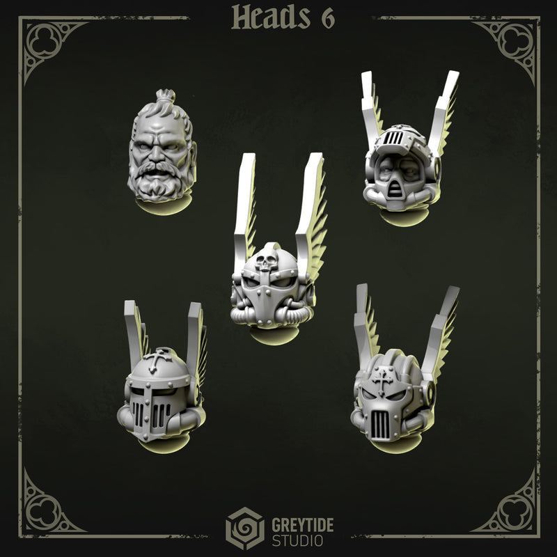 Heads & Helmets Pack 6 | Eternal Pilgrims | Conversion Bits For 28mm 32mm Sci-fi Marines