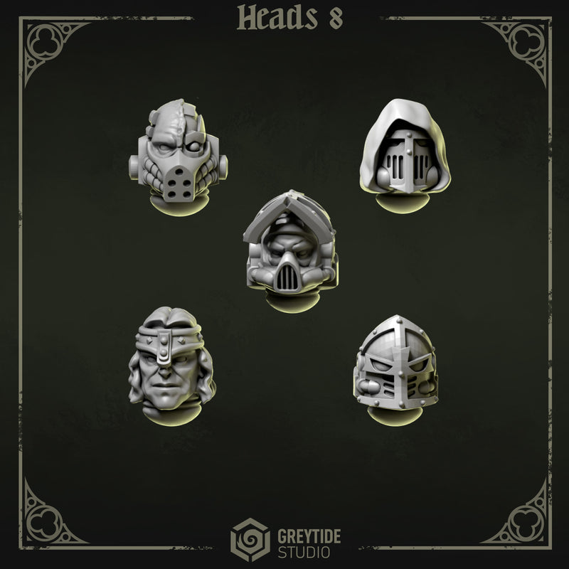 Heads & Helmets Pack 8 | Eternal Pilgrims | Conversion Bits For 28mm 32mm Sci-fi Marines