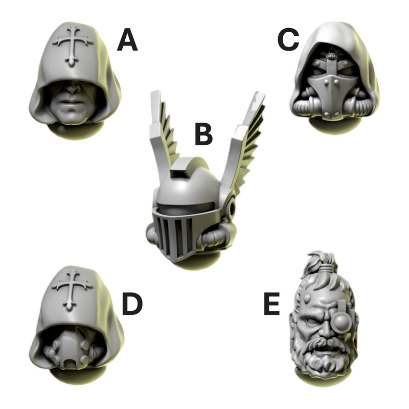 Heads & Helmets | Eternal Pilgrims | Conversion Bits For 28mm 32mm Sci-fi Marines