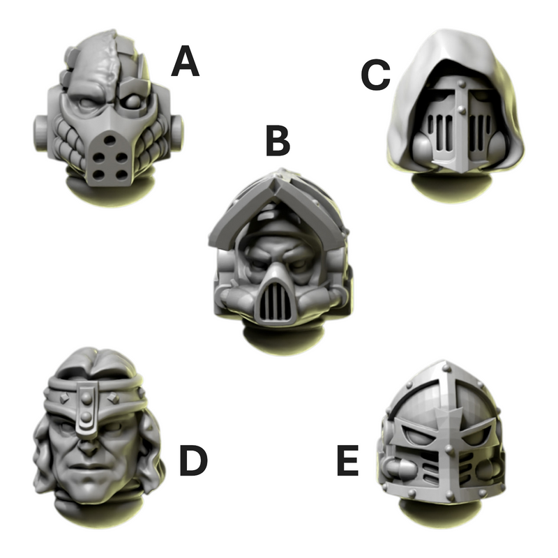 Heads & Helmets | Eternal Pilgrims | Conversion Bits For 28mm 32mm Sci-fi Marines