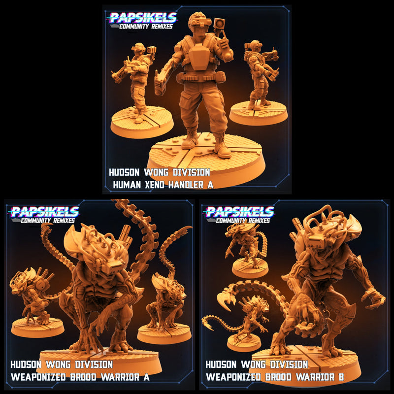 Hudson Wong Division Xenos and Handler | Aliens Vs Humans II | Sci-Fi Miniature | Papsikels TabletopXtra