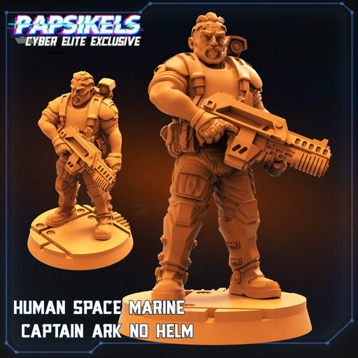 Human Space Marine Captain Ark No Helm | Aliens Vs Humans II | Sci-Fi Miniature | Papsikels TabletopXtra