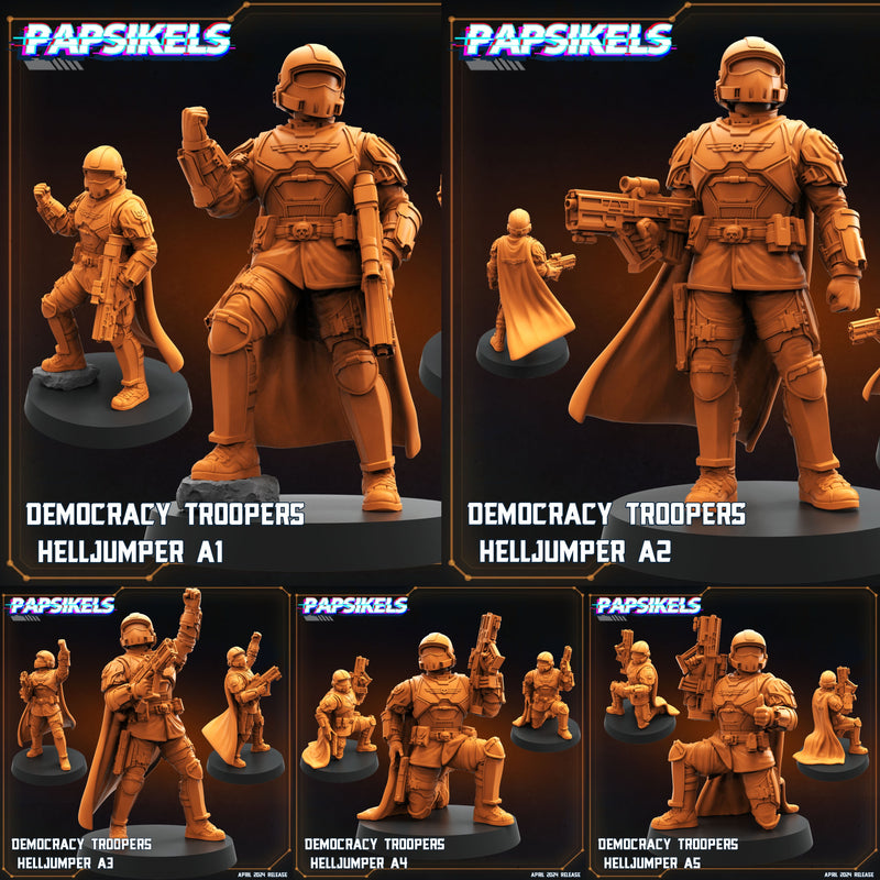 Helljumper Miniatures | Democracy Troopers | Sci-Fi Miniature | Papsikels