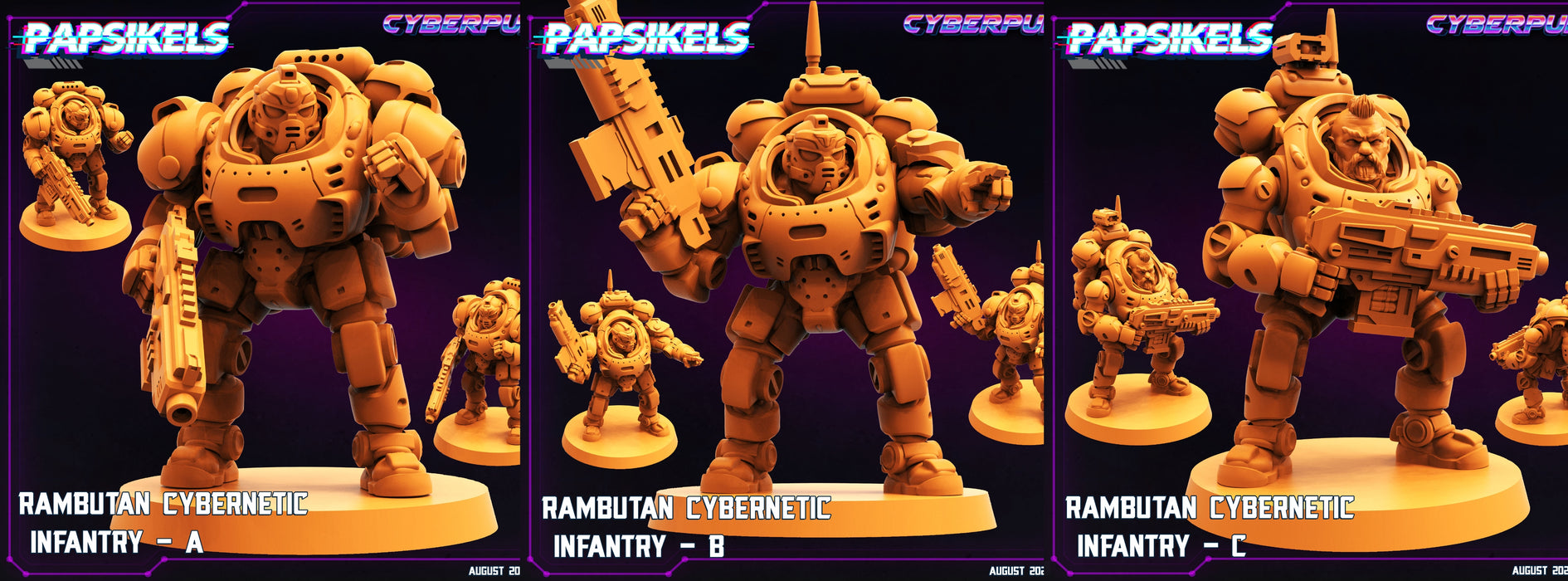 Rambutan Cybernetic Infantry Miniatures | Cyberpunk | Sci-Fi Miniature | Papsikels