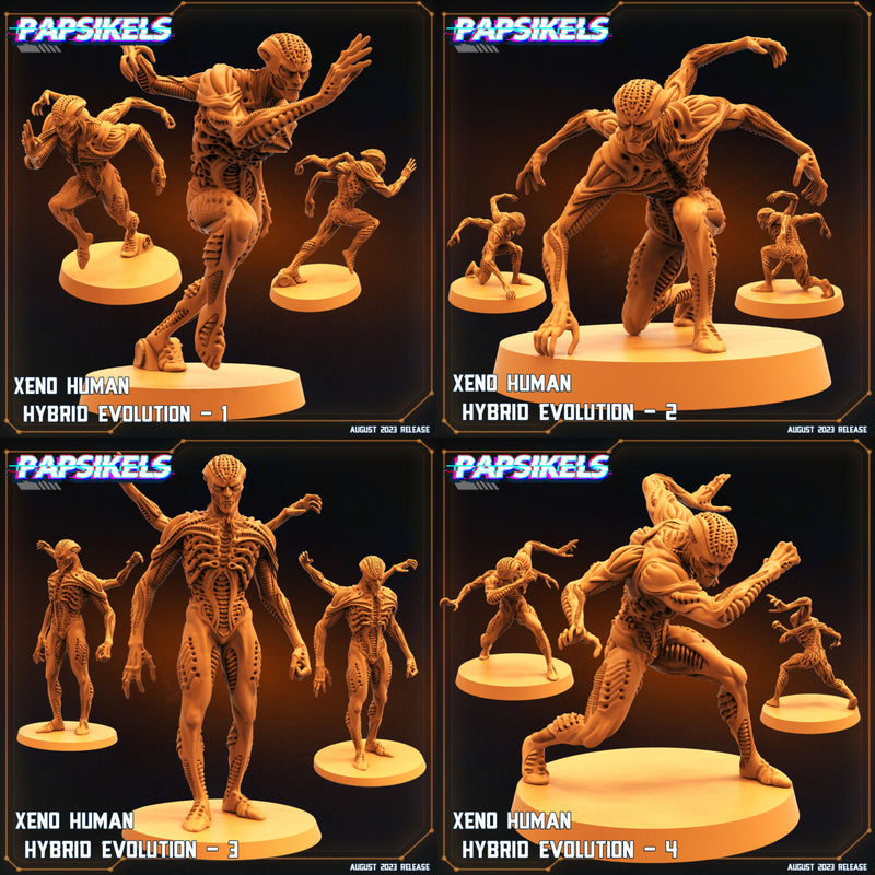 Xeno Human Hybrid Evolution Miniatures | Xeno Wars Genesis | Sci-Fi Miniature | Papsikels