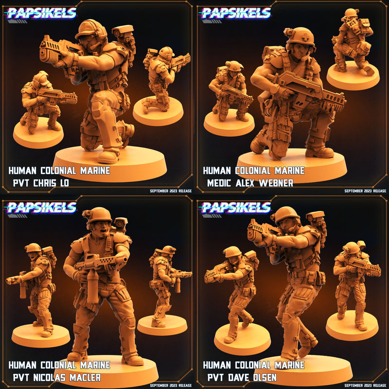 Aliens Vs Humans VI Miniatures (Full Set) | Sci-Fi Miniature | Papsikels