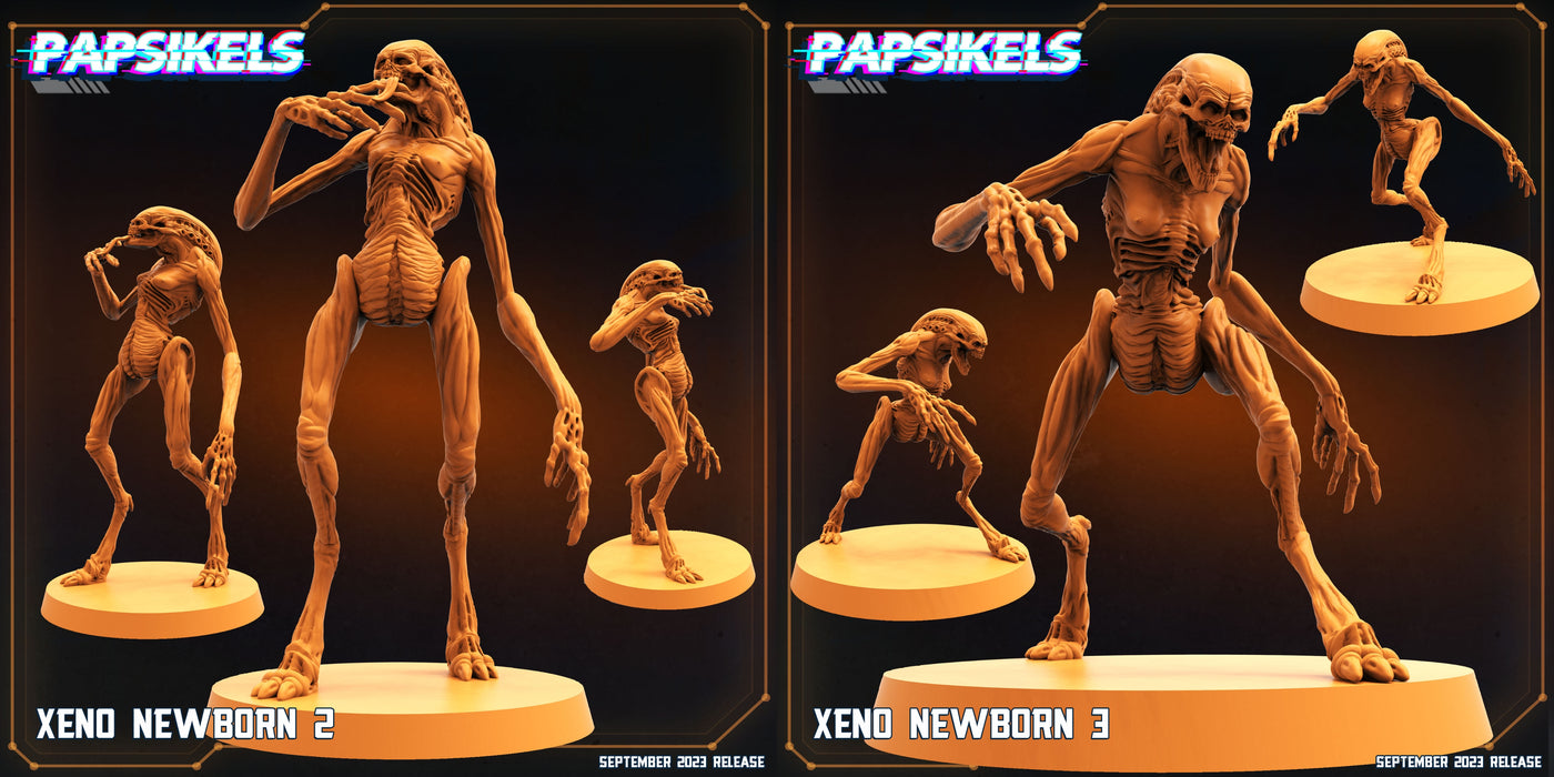 Xeno Newborn Miniatures | Aliens Vs Humans VI | Sci-Fi Miniature | Papsikels