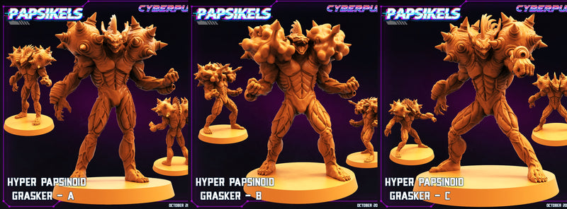 Hyper Papsinoid Grasker Miniatures | Cyberpunk | Sci-Fi Miniature | Papsikels