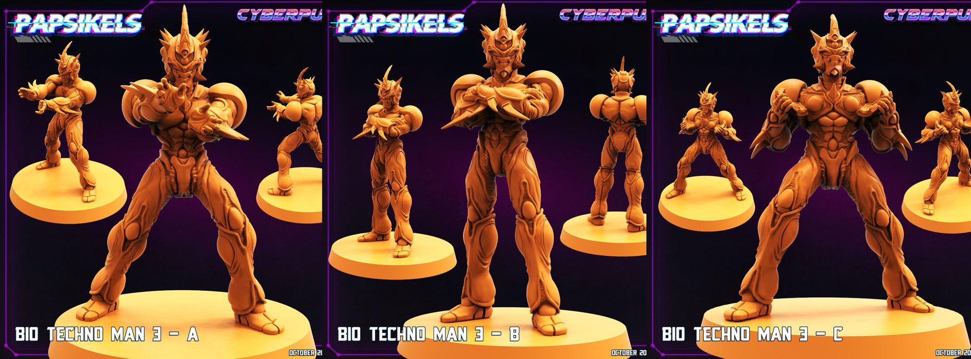 Bio Techno Man 3 Miniatures | Cyberpunk | Sci-Fi Miniature | Papsikels