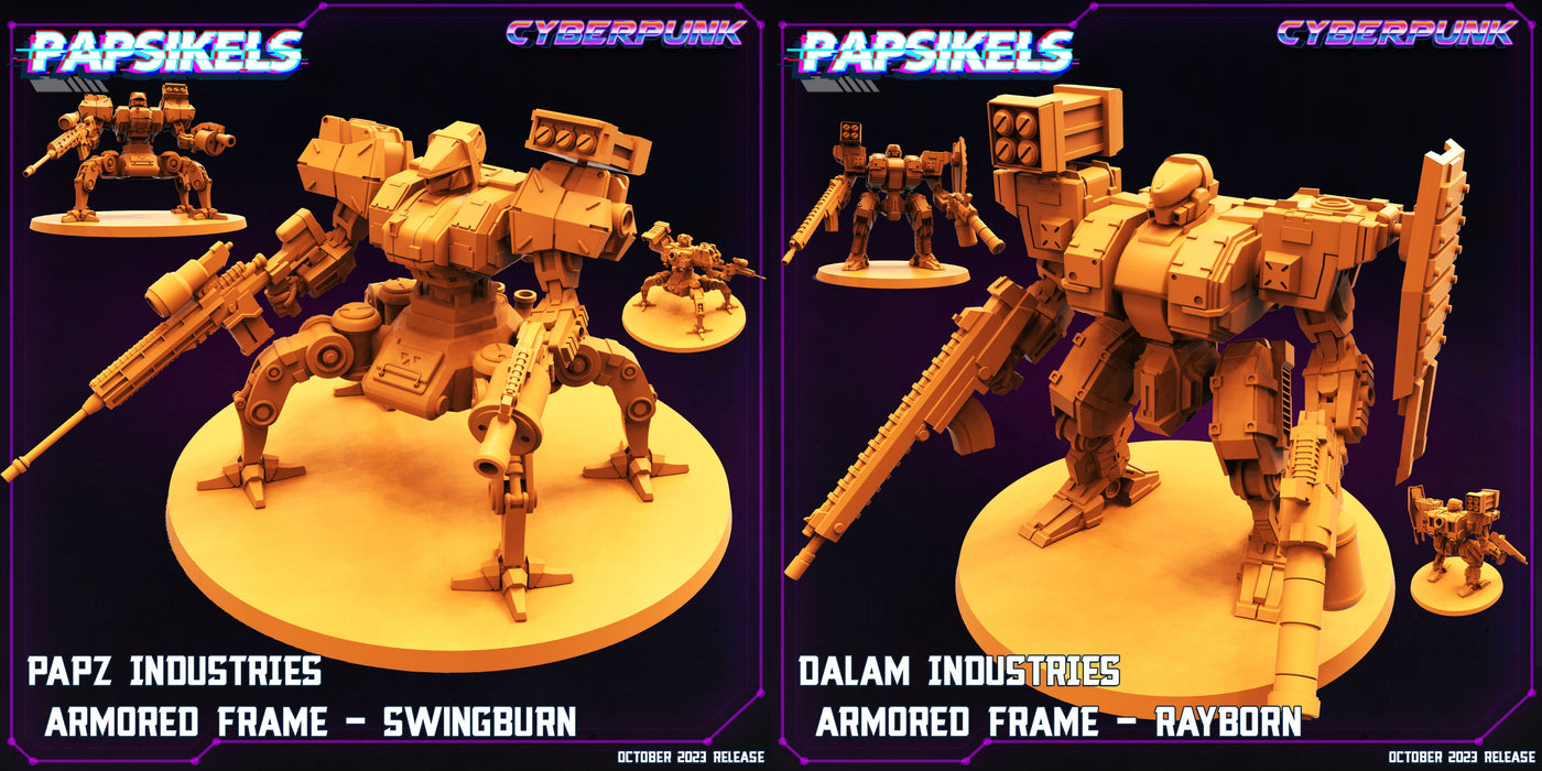 Armoured Frame Miniatures | Cyberpunk | Sci-Fi Miniature | Papsikels