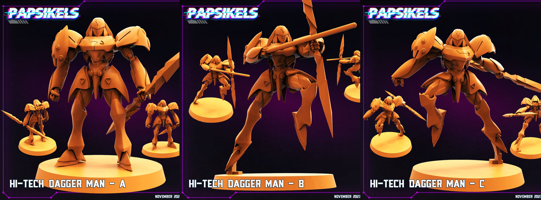 Hi-tech Dagger Man Miniatures | Cyberpunk | Sci-Fi Miniature | Papsikels