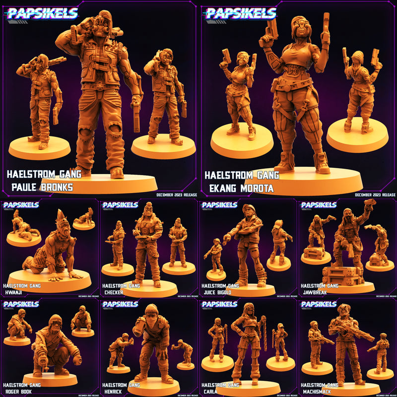 Haelstrom Gang Miniatures | Cyberpunk | Sci-Fi Miniature | Papsikels