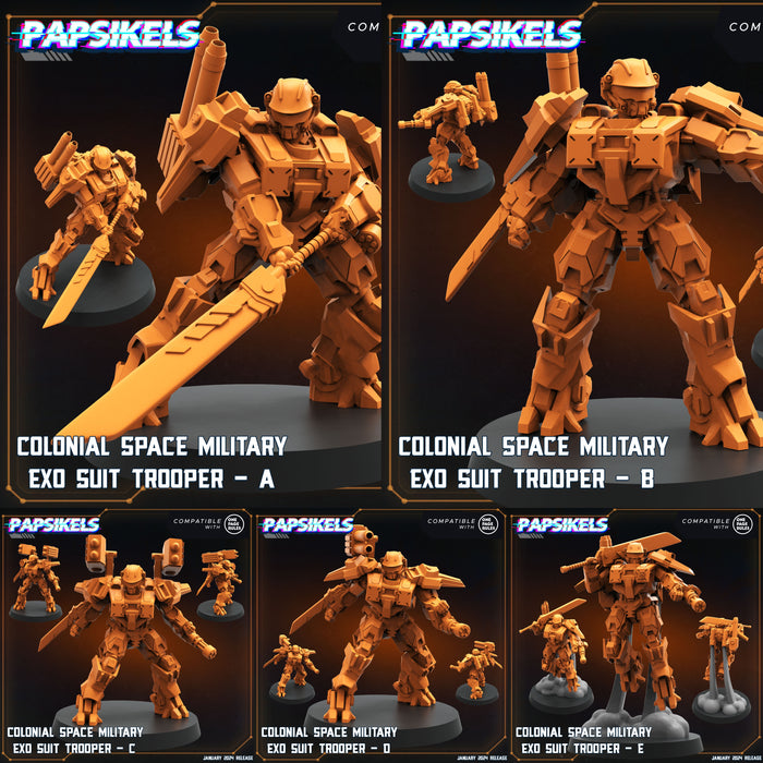 Colonial Space Military Exo Suit Trooper Miniatures | Dropship Troopers IV | Sci-Fi Miniature | Papsikels