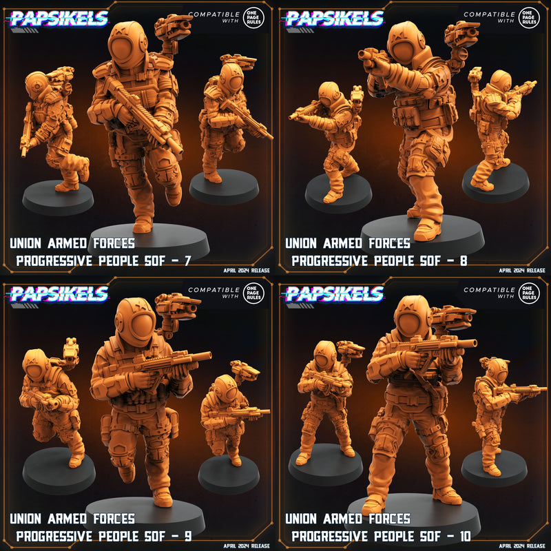 Union Armed Forces Squad B Miniatures | Democracy Troopers | Sci-Fi Miniature | Papsikels