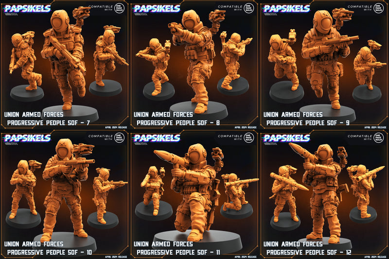 Union Armed Forces Heavy Squad Miniatures | Democracy Troopers | Sci-Fi Miniature | Papsikels