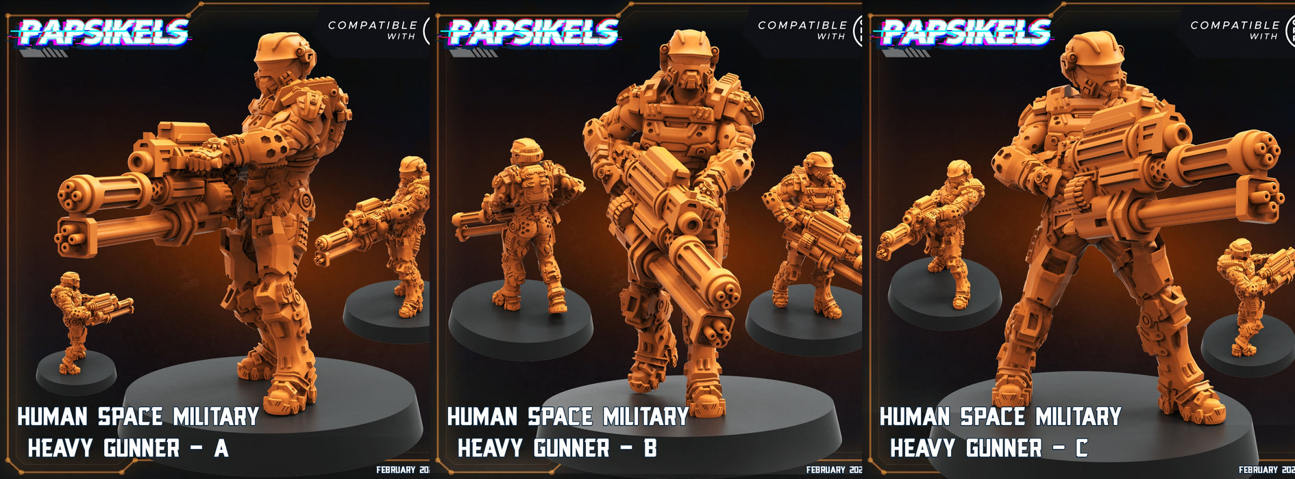 Colonial Space Military Heavy Gunner Miniatures | Dropship Troopers IV | Sci-Fi Miniature | Papsikels
