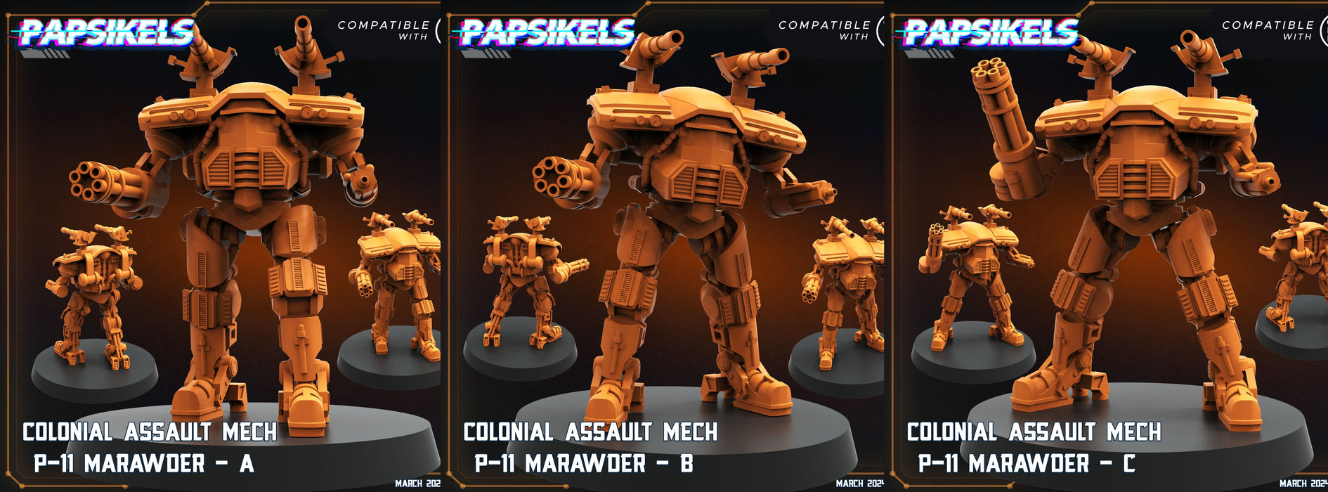 Colonial Assault Mech P11 Marawder Miniatures | Dropship Troopers IV | Sci-Fi Miniature | Papsikels