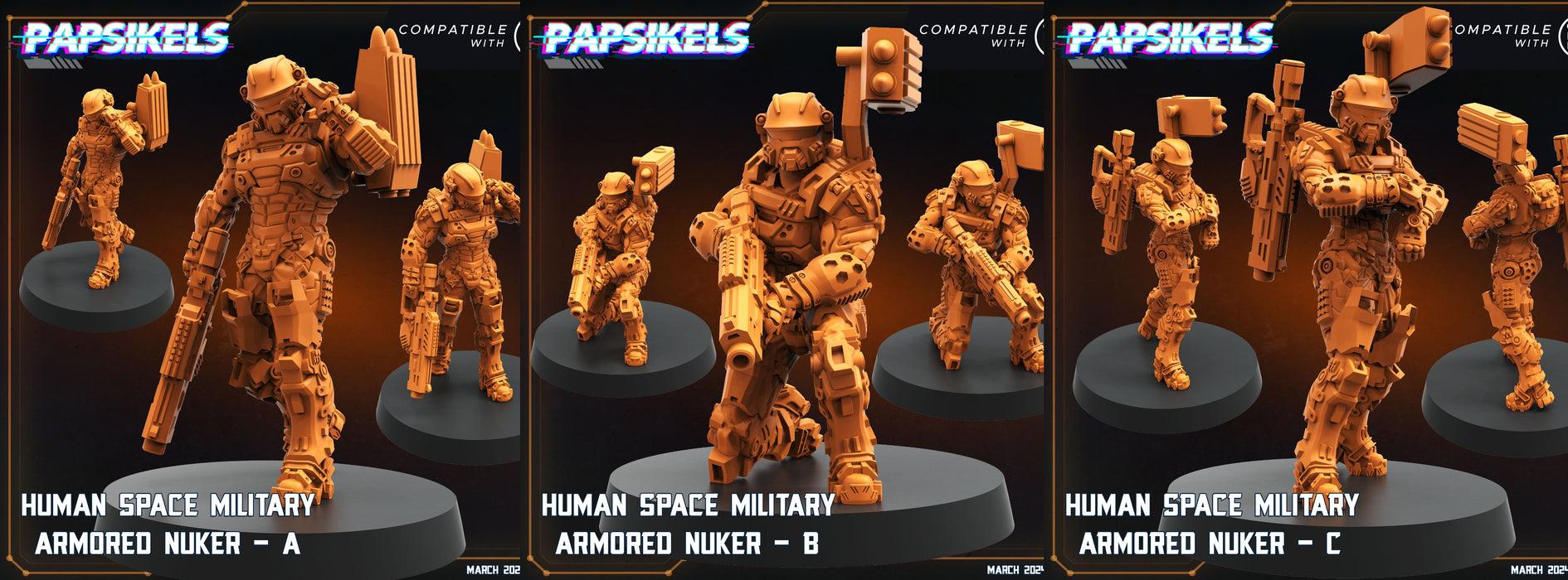 Space Military Armoured Nuker Miniatures | Dropship Troopers IV | Sci-Fi Miniature | Papsikels