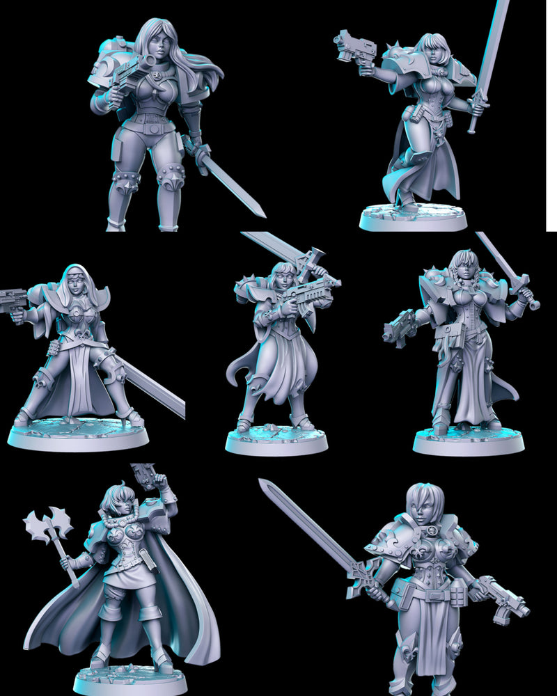 Battle Nun Squad B | Sisters of Purity | Sci-Fi Miniature | RN Estudio