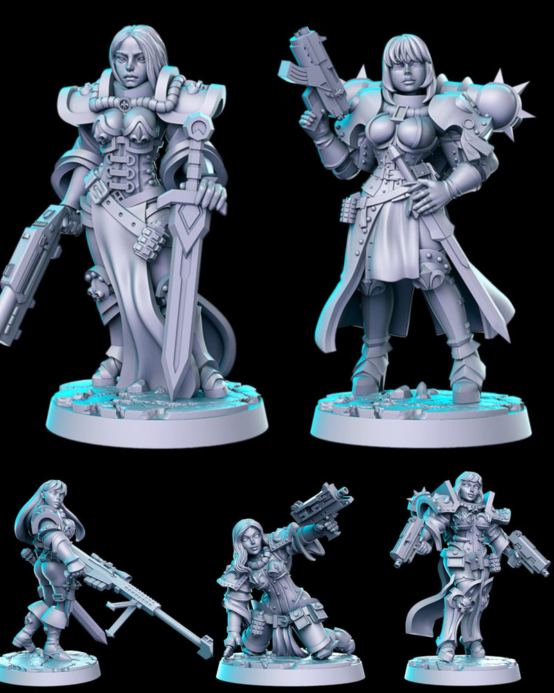Battle Nun Squad C | Sisters of Purity | Sci-Fi Miniature | RN Estudio