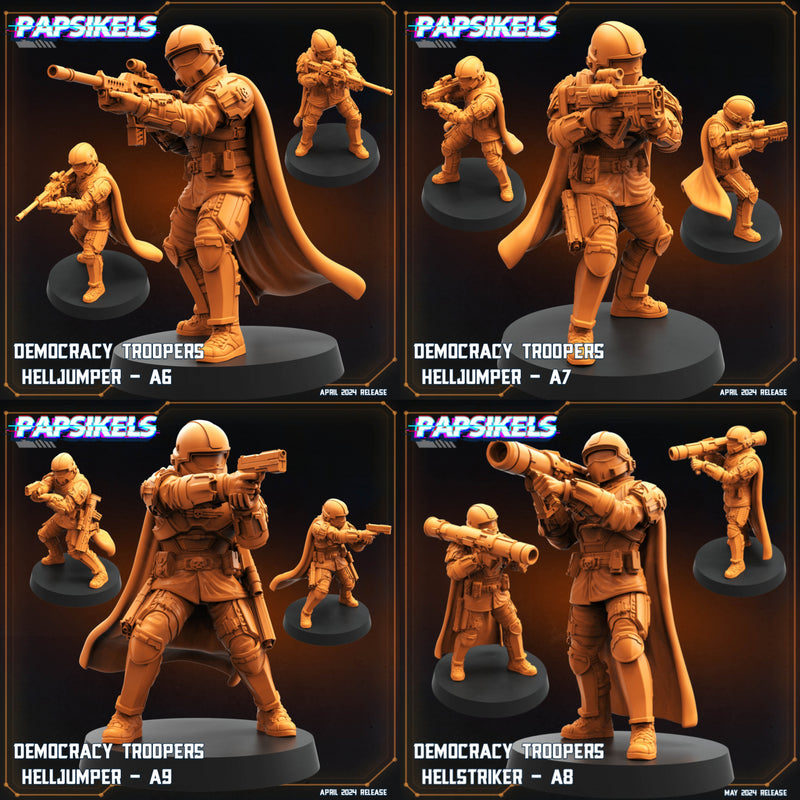 Helljumper Reinforcement Miniatures | Democracy Troopers | Sci-Fi Miniature | Papsikels