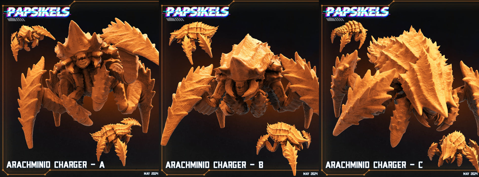 Arachminid Charger Miniatures | Democracy Troopers Bugs and Bots | Sci-Fi Miniature | Papsikels