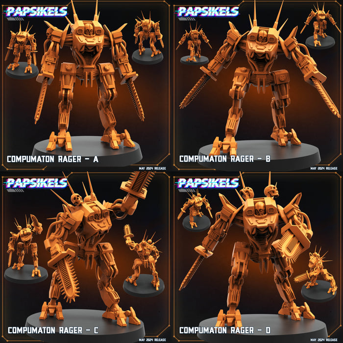 Compumatron Rager Miniatures | Democracy Troopers Bugs and Bots | Sci-Fi Miniature | Papsikels